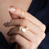 Vaoov 925 Ayar Gümüş Kalp ve İki Harfli Hediye Kolye thumbnail 2