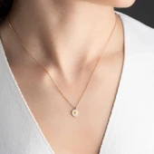 Vaoov 925 Ayar Gümüş Mineli Beyaz Papatya Kolye thumbnail 1