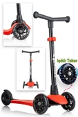 Wellgro Işıklı 3 Tekerli Yükseklik Ayarlı Scooter, Kırmızı - 1