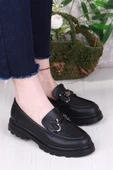 Fort 35821 Siyah Cilt Toka Detaylı Rahat Loafer Kadın Ayakkabı thumbnail 4