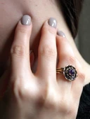 Doğal Taş Ametist Minimal Doğal Taşlı Otantik Çiçek Model Kadın Ayarlanabilir Yüzük euy19at thumbnail 1