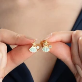 Vaoov 925 Ayar Gümüş İstiridye Kabuğu ve Deniz Yıldızı Küpe thumbnail 4