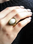 Doğal Taş Sedef Oval Doğal Taşlı Ayarlanabilir Kadın Yüzük euy1sf thumbnail 2