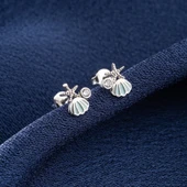 Vaoov 925 Ayar Gümüş İstiridye Kabuğu ve Deniz Yıldızı Küpe thumbnail 3