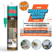 Akfix 100D Beyaz Duşakabin Lavabo Küvet Pvc Plastik Silikon Silikonu Mutfak Küf Tutmaz 280 mL - 1