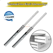 Teleskobik İnce Bilyeli Bilyalı Dolap Çekmece Rayı Sürgüsü Metal En 1.7 cm 17 mm Uzunluk 34.2 cm 342 - 1