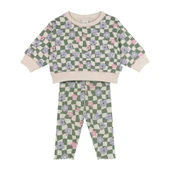 Grafik Çiçek Sweatshirt ve Tayt Set-Yeşil thumbnail 2