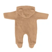Ayı Kulaklı Kapüşonlu Peluş Tulum-Karamel - 2