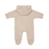 Ayı Kulaklı Kapüşonlu Peluş Tulum-Bej - 2