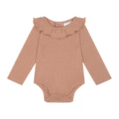 Klasik Jakar Fırfırlı Uzun Kollu Body-Pembe - 1