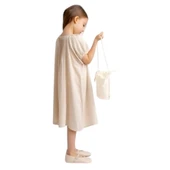 Nervürlü Keten Elbise-Naturel thumbnail 3