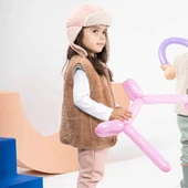 Klasik Peluş Yelek-Karamel thumbnail 3