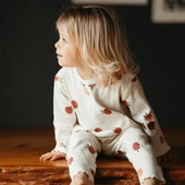 Elma Aşkı Uzun Kollu Taytlı Bebek Set-Bej - 1