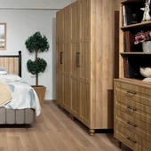 Alin Wood Çekmeceli Şifonyer ve Kitaplık Set - 3