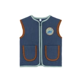 Kontrast Biyeli Kapitone Lacivert Yelek thumbnail 1