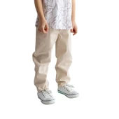 Erkek Çocuk Gabardin Düz Pantolon-Bej - 1