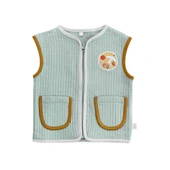 Kontrast Biyeli Kapitone Yelek-Mint thumbnail 1