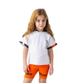 Kız Çocuk Kapüşonlu Kısa Kollu Sweat-Beyaz - 1