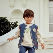 Kontrast Biyeli Kapitone Lacivert Yelek thumbnail 2