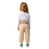 Kız Çocuk Beli Büzgülü Jogger Pantolon-Bej - 2