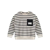 Erkek Çocuk Çizgili Cep Detaylı Sweatshirt - Lacivert - 1
