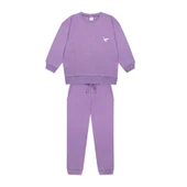 Kuş Nakışlı Futter Eşofman Takımı-Mor thumbnail 2