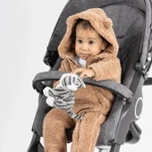 Ayı Kulaklı Kapüşonlu Peluş Tulum-Karamel thumbnail 3