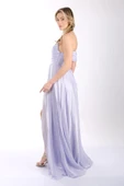 Doridorca Tek Omuzlu Drape Önden Yırtmaçlı Abiye Elbise - 7