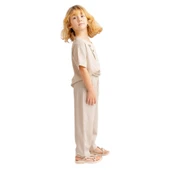 Unisex Klasik Keten Pantolon-Naturel - 4
