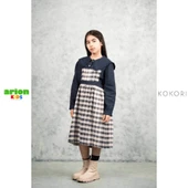 New Aria Lacivert Kareli Jile Elbise thumbnail 2