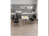 Hayat 70x110 Beyaz Mutfak Masası, Mutfak Masası Takımı, Yemek Masası, 2 Sandalye 1 Bench - Siyah - 3