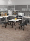 Hayat 70x110 Beyaz Mutfak Masası, Mutfak Masası Takımı, Yemek Masası, 2 Sandalye 1 Bench - Antrasit - 1