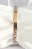 316L Çelik Gold Gümüş Renk Zincir Künye Model Erkek Bileklik - TJ-EB3714 - 1
