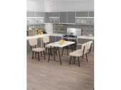 Hayat 70x110 Beyaz Mutfak Masası, Mutfak Masası Takımı, Yemek Masası, 2 Sandalye 1 Bench - Krem - 1