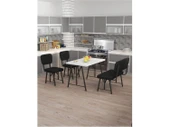 Hayat 70x110 Beyaz Mutfak Masası, Mutfak Masası Takımı, Yemek Masası, 2 Sandalye 1 Bench - Siyah - 1