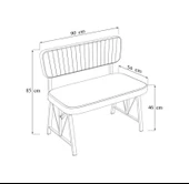 Hayat 70x110 Beyaz Mutfak Masası, Mutfak Masası Takımı, Yemek Masası, 2 Sandalye 1 Bench - Antrasit - 4