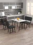 Hayat 70x110 Beyaz Mutfak Masası, Mutfak Masası Takımı, Yemek Masası, 2 Sandalye 1 Bench - Antrasit - 2