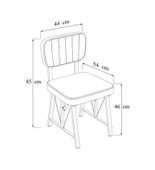 Hayat 70x110 Beyaz Mutfak Masası, Mutfak Masası Takımı, Yemek Masası, 2 Sandalye 1 Bench - Antrasit - 6