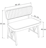 Hayat 70x110 Beyaz Mutfak Masası, Mutfak Masası Takımı, Yemek Masası, 2 Sandalye 1 Bench - Krem - 4