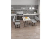 Hayat 70x110 Beyaz Mutfak Masası, Mutfak Masası Takımı, Yemek Masası, 2 Sandalye 1 Bench - Açık Gri - 3