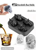 4’lü Kuru Kafa Buz Kalıbı Silikon Kurukafa Çikolata Kalıbı Siyah 40X28 mm - 1