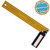 Alüminyum Marangoz L Gönye Sarı Gönye Cetvel Kaynak Kaynakçı Marangoz Gönyesi 300 mm - 1