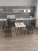 Hayat 70x110 Beyaz Mutfak Masası, Mutfak Masası Takımı, Yemek Masası, 2 Sandalye 1 Bench - Antrasit - 3