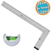 Su Terazili Alüminyum L Gönye Cetvel Kaynak Kaynakçı Marangoz Gönyesi 350 mm - 1