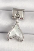316L Çelik Gümüş Renk Beyaz Balık Kuyruğu Model Nomination Charm - TJ-BC1250 - 1