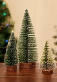 3 Lü Set Nevada Mini Çam Ağacı Uçlarına Kar Yağmış Karlı Yılbaşı Hediyesi  15 - 12 - 8  cm - 7