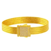 5 Sıra Taşlı Tokalı 22 Ayar Trabzon Hasır Bileklik BIL6641 - 1