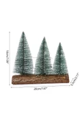 3 Lü Set Nevada Mini Çam Ağaçları Meşe Kütük Üzerinde Yılbaşı Hediyesi  16-12-10  cm - 7
