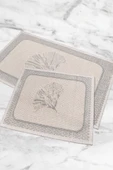 Naturel Pamuklu Kilim Yıkanabilir Banyo Paspası 2'li Klozet Takımı 60x100-50x60cm Çiçekli - 4