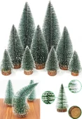 9 Adet Nevada Mini Çam Ağacı Uçlarına Kar Yağmış Karlı Yılbaşı Hediyesi  15-12-8  cm - 2